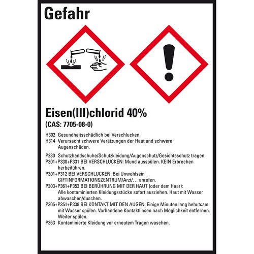 Ghs etikett eisenchlorid - ghs-etikett, eisen(iii)chlorid