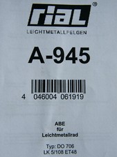 ABE und TÜV Gutachten RIAL