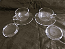 Glas Tassen mit Untertasse & Deckel im 2-er Set, 6 Teile, 250 ml Creano