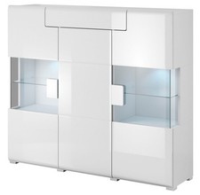 Highboard Tartu Kommode 147x39x132cm weiß Hochglanz MDF (18758)