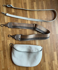 Ba Borse Genuine Leder Crossover Bauchtasche Creme Weiß mit 2 welschen Riemen