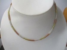 Tricolor Kette Collier 925 Silber mehrfarbig
