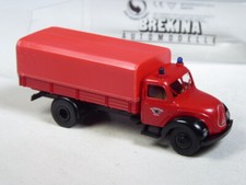 (YG-34, HR) Brekina 4225 Magirus Rundhauber Feuerwehr Pritsche Plane rot in OVP