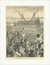 Ein Jagdfest am Starnberger See vor 200 Jahren Heine Schiffe Holzstich E 16265