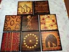 8 Afrika Bilder, Handgemalt! 20x20cm