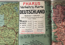 Pharus Verkehrs-Karte Deutschland um 1925, besetzte und Abstimmungsgebiete