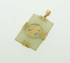 Sanuk 14k Gelbgold grüne Jade