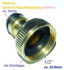 1/2" Messing Gartenschlauch Gewinde Adapter Anschluß weiblich mit Dichtlippe