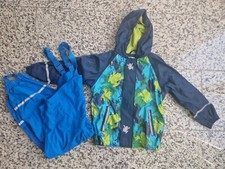 Regenjacke Regenhose Regenkombi Junge gefüttert Herbst Winter  blau 110/116
