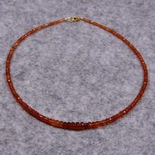 Hessonit Halskette, 925er Silber, Edelsteinhalskette (K2233), Granat, Rarität