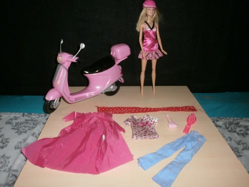 Barbie motorroller rosa mit - motorroller,