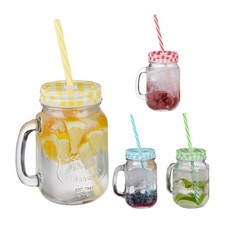 Trinkgläser mit deckel  Limonadengläser Mason Jar Gläser Sommerbecher bunt
