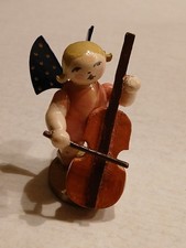 seltener Engel mit Kontrabass bunt mittelgroß ca.5 cm Wendt und Kühn Erzgebirge