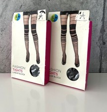 Strumpfhosen mit Muster *DOPPELPACK* gestreift schwarz NEU&OVP