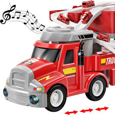 Feuerwehrauto mit Licht & Sound Auto Transporter Kinder Spielzeug ink.8Miniautos