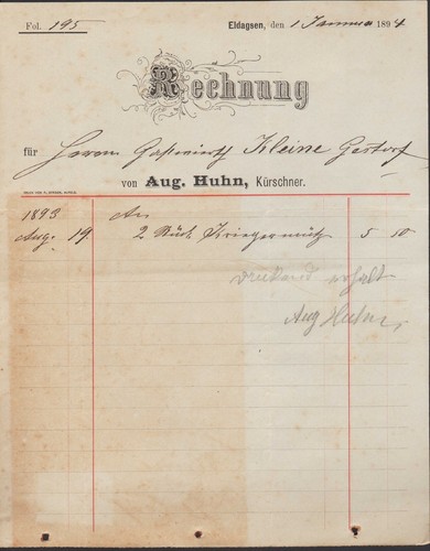 Eldagsen rechnung 1894 - rechnung,