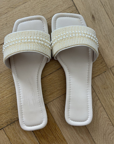 Damen slip sandalen flach - in,