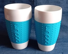 BODUM PAVINA - 2 Becher PORZELLAN mit Silikonring in TÜRKIS - 0,5 l