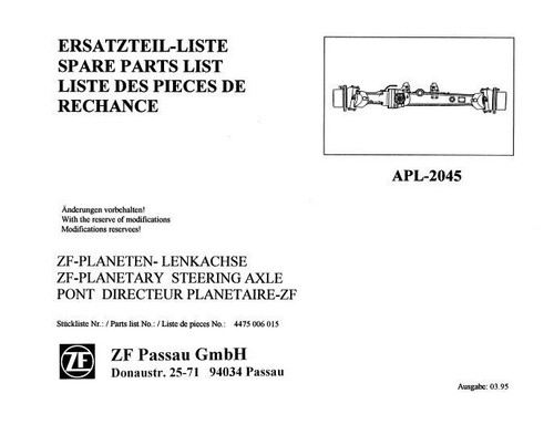 Ersatzteilliste allradachse - allradachse, zf