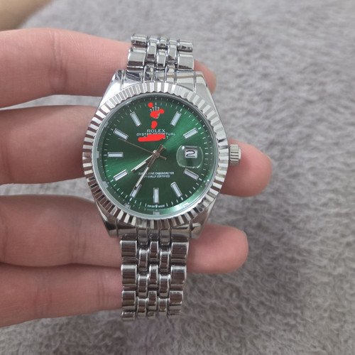 Herren uhr silber grün - ,