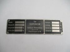 Typenschild Schild Superior Gutbrod Oldtimer