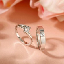 Paar Band Ringe 1Kt Solitär