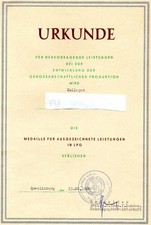 LPG Harzgerode 3 x Urkunde Ausgezeichnete Leistungen der LPG -Kurzreise