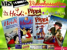 Orig.VHS Videokassetten Zeichentrickfilme 2x Heidi,Pippi Langstrumpf u.Anastasia