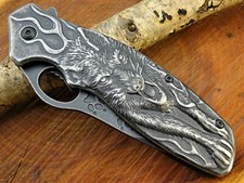 Klappmesser Einhandmesser Taschenmesser Jagdmesser Outdoormesser Angler Wolf (A2