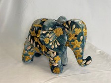 Anke Drechsel - Bestickter Elefant / Embroidered Elephant - Silk / Velvet - Blau