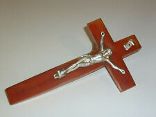 VINTAGE RARE BAKELITE CATALIN AMBER CROSS - BAKELIT KREUZ - OBJET RELIGIEUX 