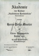 Diplom Urkunde Ehren Doktor Titel Rentner Rentnerin