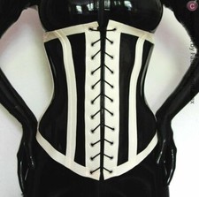 Latex KORSETT - SCHWARZ/(creme)WEISS - Größe von XS bis XXXL wählbar