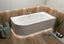 Badewanne Eckwanne 150 160 170 x 75 180x80  LED Styropor rechts + Siphon GRATIS