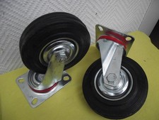 2 Lenkrollen mit Vollgummirad und Metallfelge Durchm 12 cm NEU