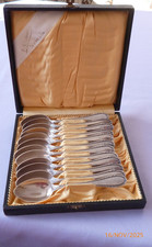 12 Wellner Kaffeelöffel OVP versilbert 90er Auflage Vintage, Art Decó, Werdau