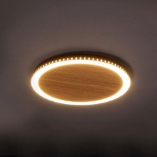 LED Wandlampe Deckenleuchte Moon Braun Holz Ø40cm 24W warmweiß 3-Stufen-Dimmbar