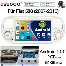 Android 14 7" Autoradio Für Fiat 500 2007-2015 GPS +Kamera CarPlay FM WIFI 2+64G
