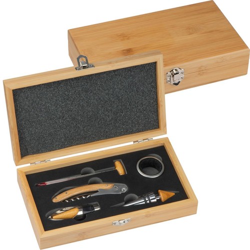 Weinset edler holzbox mit - weinset, in