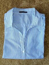 Bluse Gr.44, weiß-blau-gestreift, 3/4 Arm, Kragen,Rückenfalte, leichtes Material