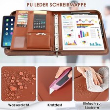 Konferenzmappe A4 Reißverschluss mit Taschenrechner Schreibmappe Portfolio Mappe