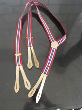 Vintage gestreifte Leder Hosenträger mit Knöpfen. Verstellbar. (b)