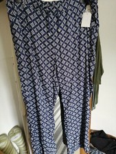 C&a Jessica Sommer Hose weit/  locker -  Blau Gemustert Gr. 50  Neu mit Etikett 