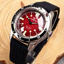 Diver 20Bar Tandorio Red Dial Automatic NH35 Watch Men Double Bow Sapphire Glass