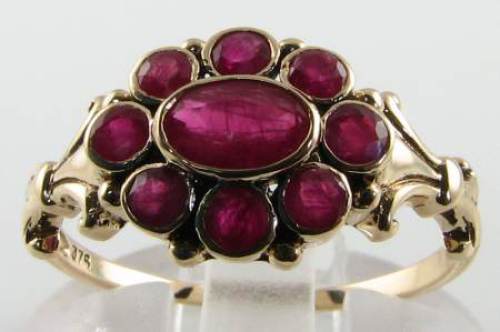 9ct gelbgold ring cluster - 9k,