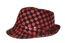 Trendy Designer Fedora Trilby  Al Capone Hut Mafia mit Pailletten besetzt 08IQB