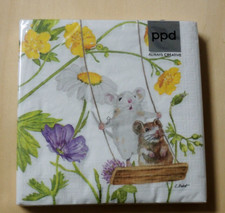 20 Servietten zwei Mäuschen Schaukeln Blumen 1 Packung OVP Maus niedlich Tiere p