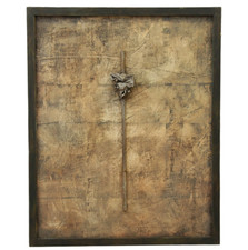 HANNES HARRS Kunstobjekt Tin Kings Sceptre I Skulptur Collage auf Sackleinen