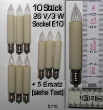 15 KLEINSCHAFTKERZEN 26V/3W/E10 23V-Ersatzkerzen 9/10er Lichterkette Schwibbogen