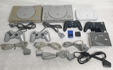 3x SONY PS1 PLAYSTATION 1 SLIM KONSOLE 4 CONTROLLER 5 SPIELE CD'S DEFEKT BASTLER